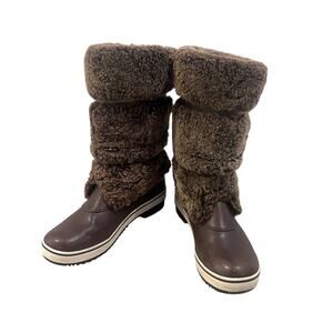 UGG Boots Womens Size 7 Brown Faux Fur Leather Buckle Winter Snow Shoes